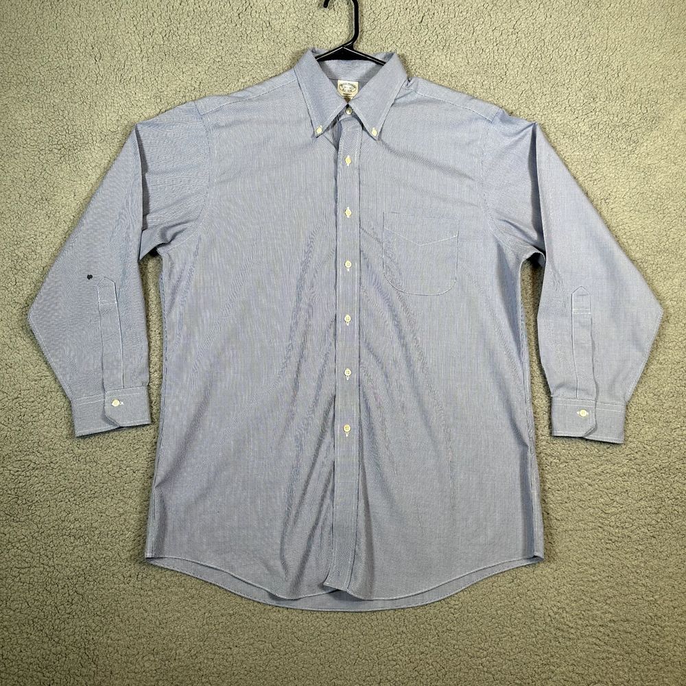 Brooks Brothers Regent 1818 Mens Blue Micro Houndstooth Button Down Shirt Supima